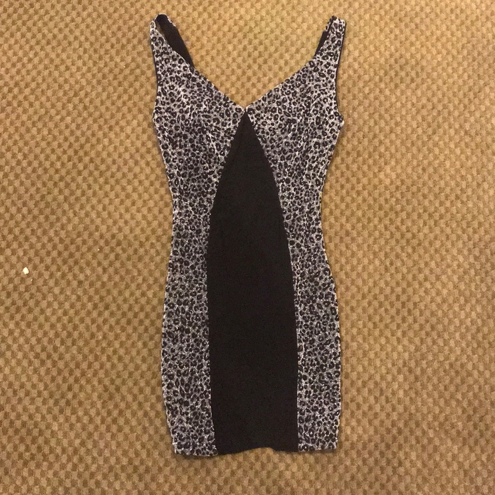Black and silver mini dress